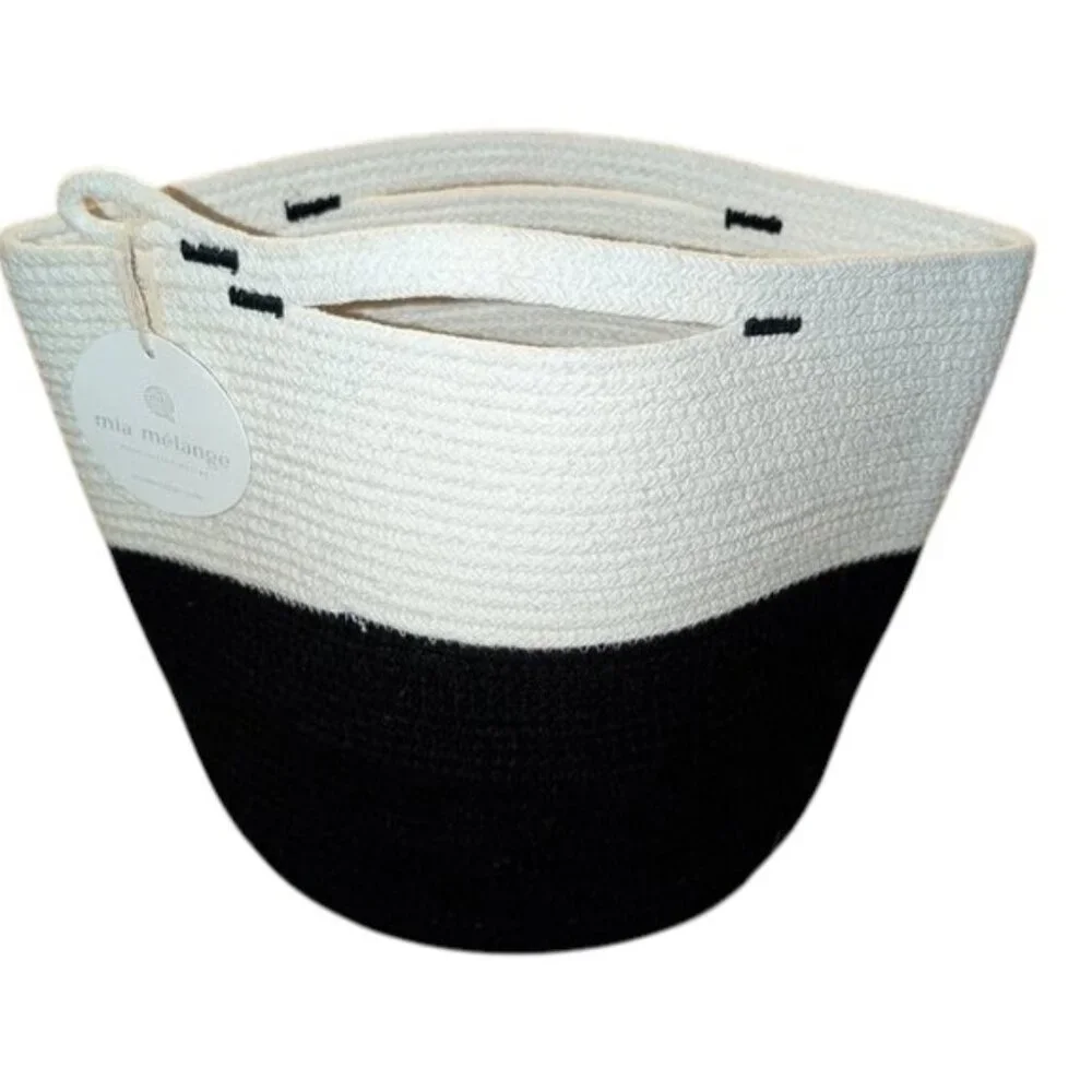 NEW Mia Mélange Foldable Braided cotton yarn rope Handmade Basket Texture Bin
